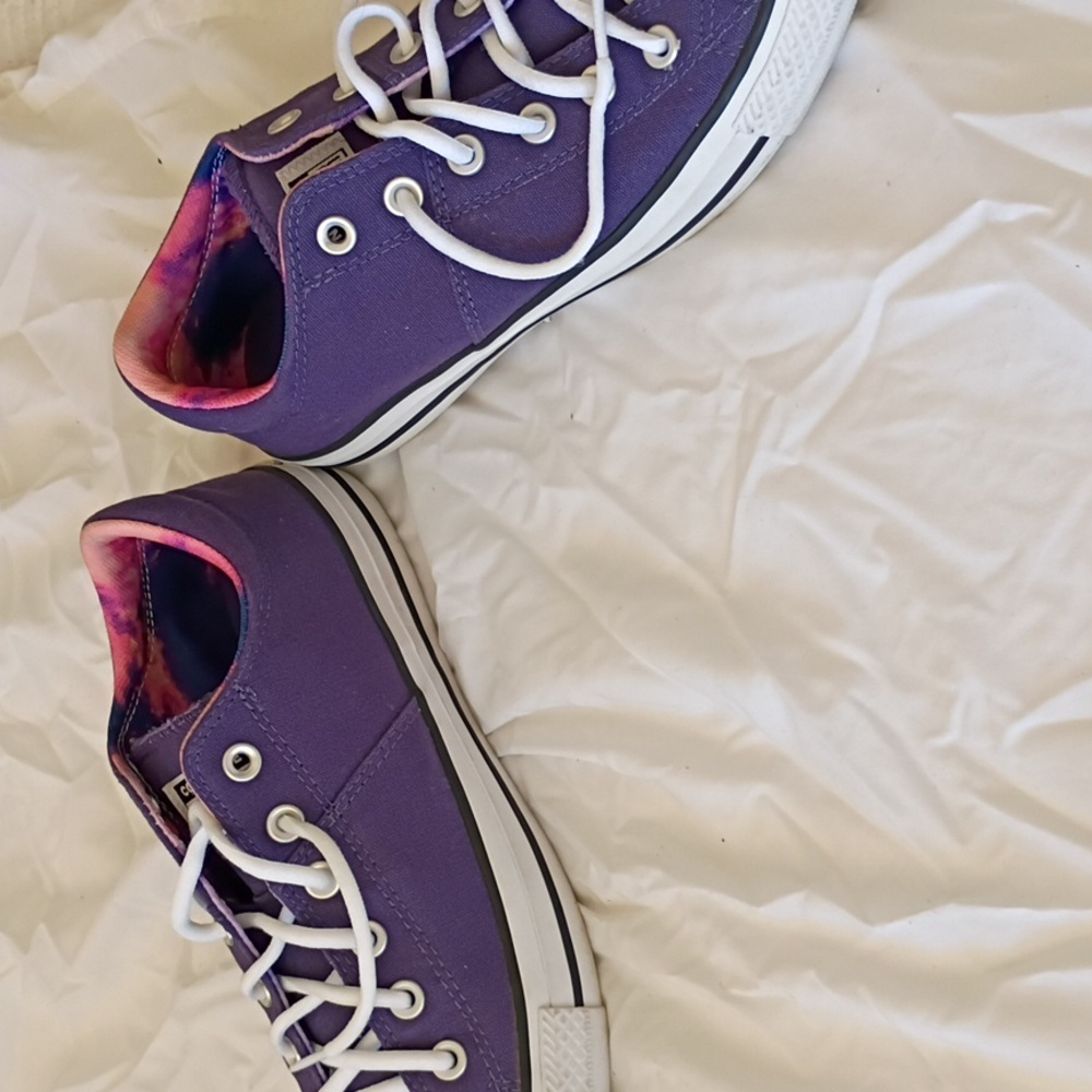 Converse Purple Low Top Sneakers with Pink Lining - Picture 8 of 8